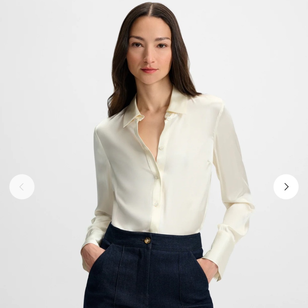 Veronica Beard Monique Silk Button-Down Ivory Blouse NWT (Size 00)